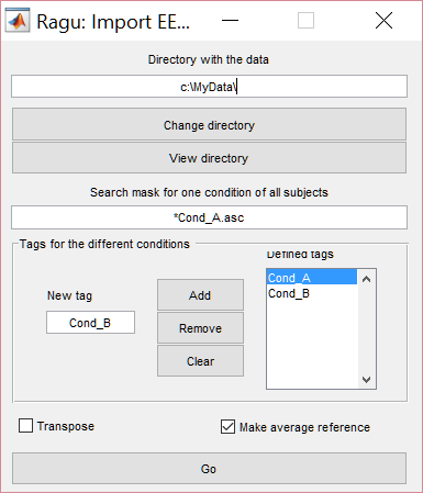 Ragu data import dialog